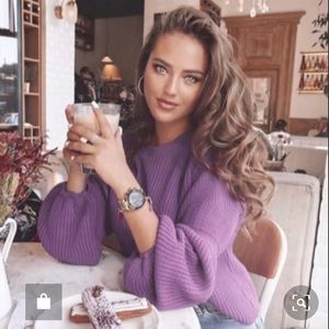🆕 Marled Reunited Pink Mock Neck Balloon Sleeve Pullover Sweater L
